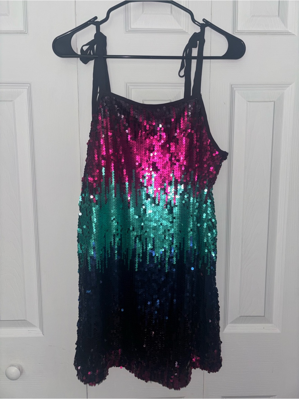 Wild Honey Sequin Ombre Mini Dress - Fuchsia, Teal & Black